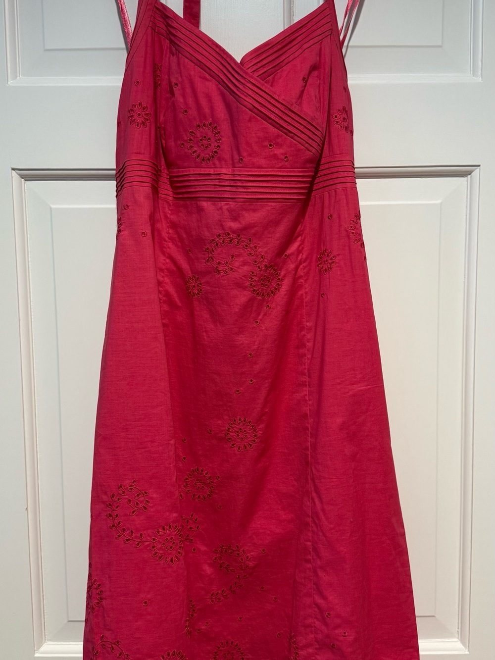 Ann Taylor Raspberry Pink Embroidered Midi Dress